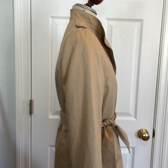 London fog rain coat trench khaki removable zipper fur lining 8 Petite 8P - Picture 8 of 16
